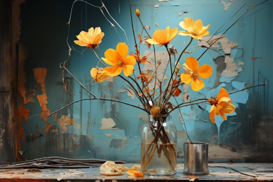 Váza se žlutými květy