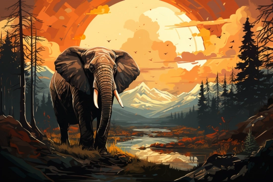 slon stojící před řekou