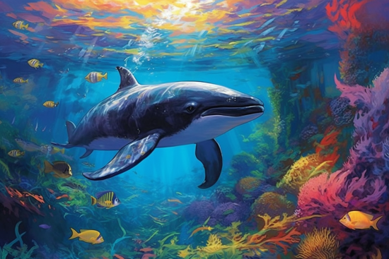 Delfín plavající v oceánu