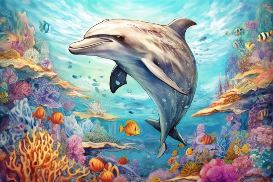 Delfín plavající v oceánu