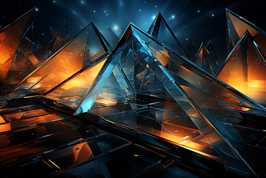 Skupina skleněných pyramid
