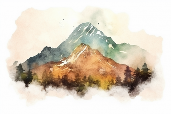 Akvarelová malba pohoří