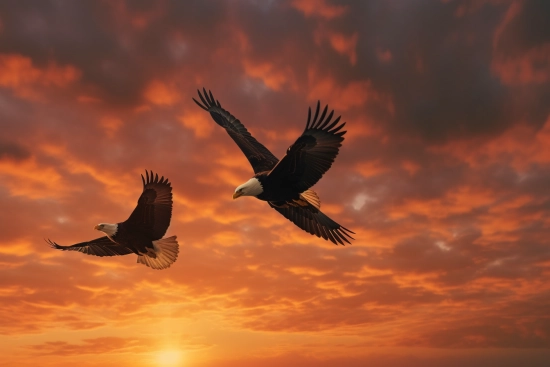 Dva ptáci letící na obloze