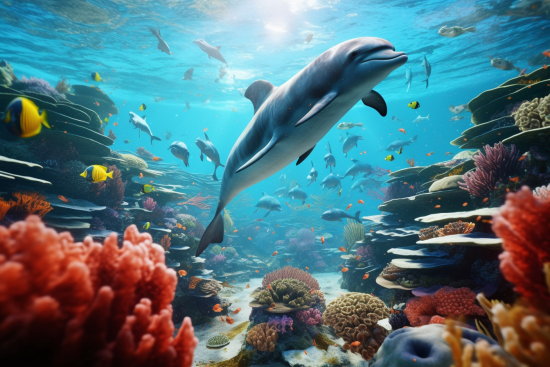 Delfín plavající v oceánu