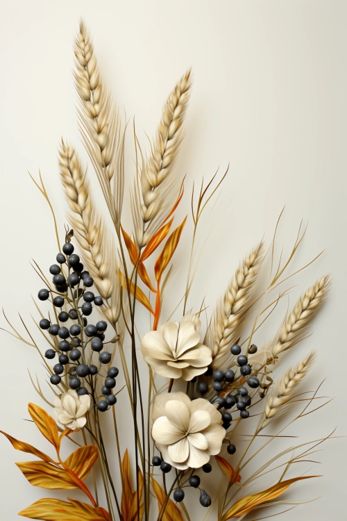 Svazek pšenice a květin