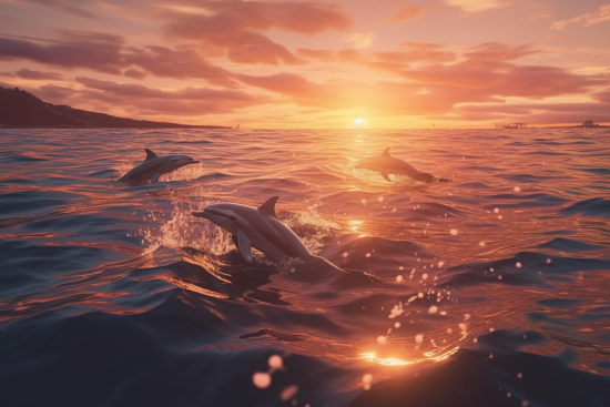 Delfíni vyskakující z vody